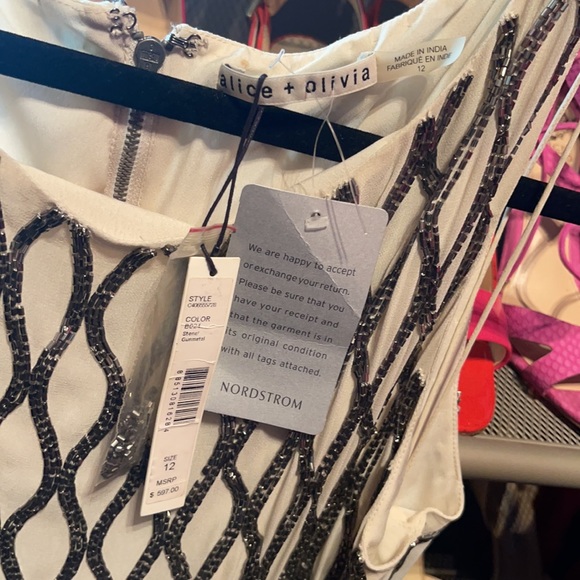 Alice + Olivia Stone Gunmetal Dress 12 $597 - Picture 7 of 8